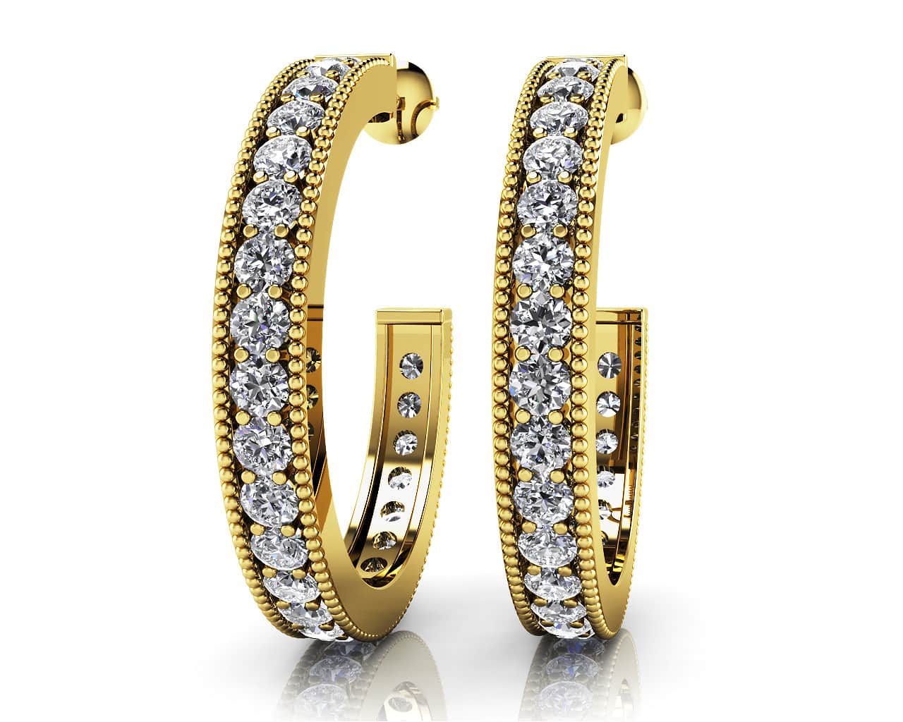 Diamond Lined Round Shaped Hoops Lab-Grown Diamond  with 1.01 ct.(finished) 1.7mm - Image 2