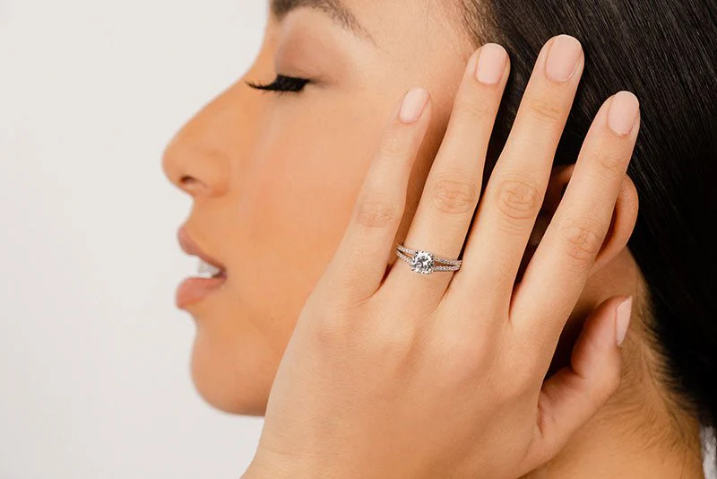 Diamond Lined Split Shank Diamond Engagement Ring with 1.81 ct. (1.50 ct. center diamond) - Image 4