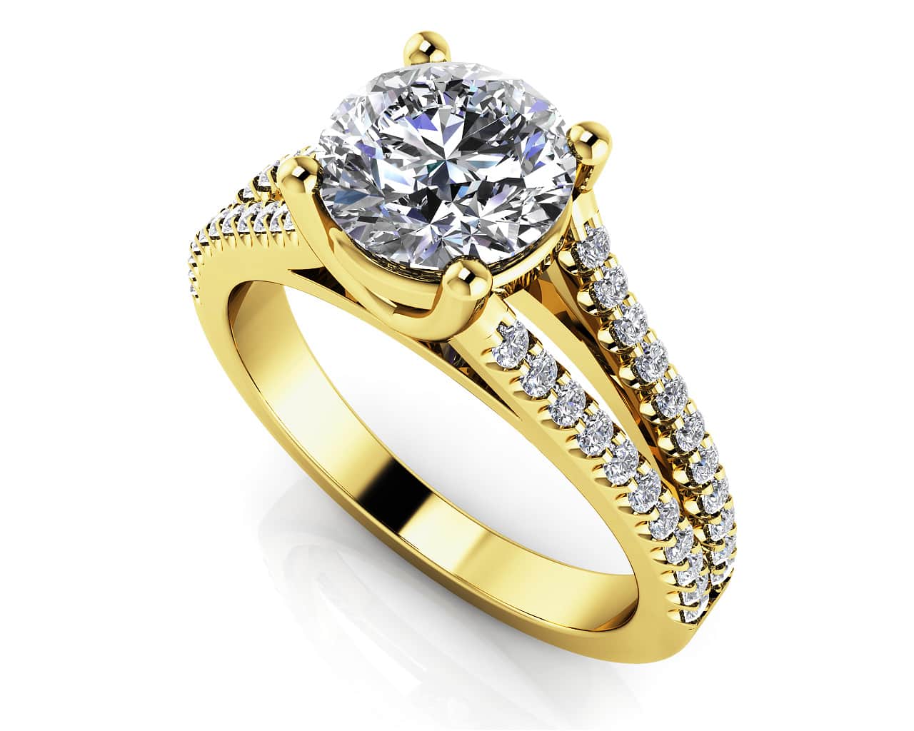Diamond Lined Split Shank Lab-Grown Diamond Engagement Ring with 1.56 ct. (1.25 ct. center diamond) - Image 2