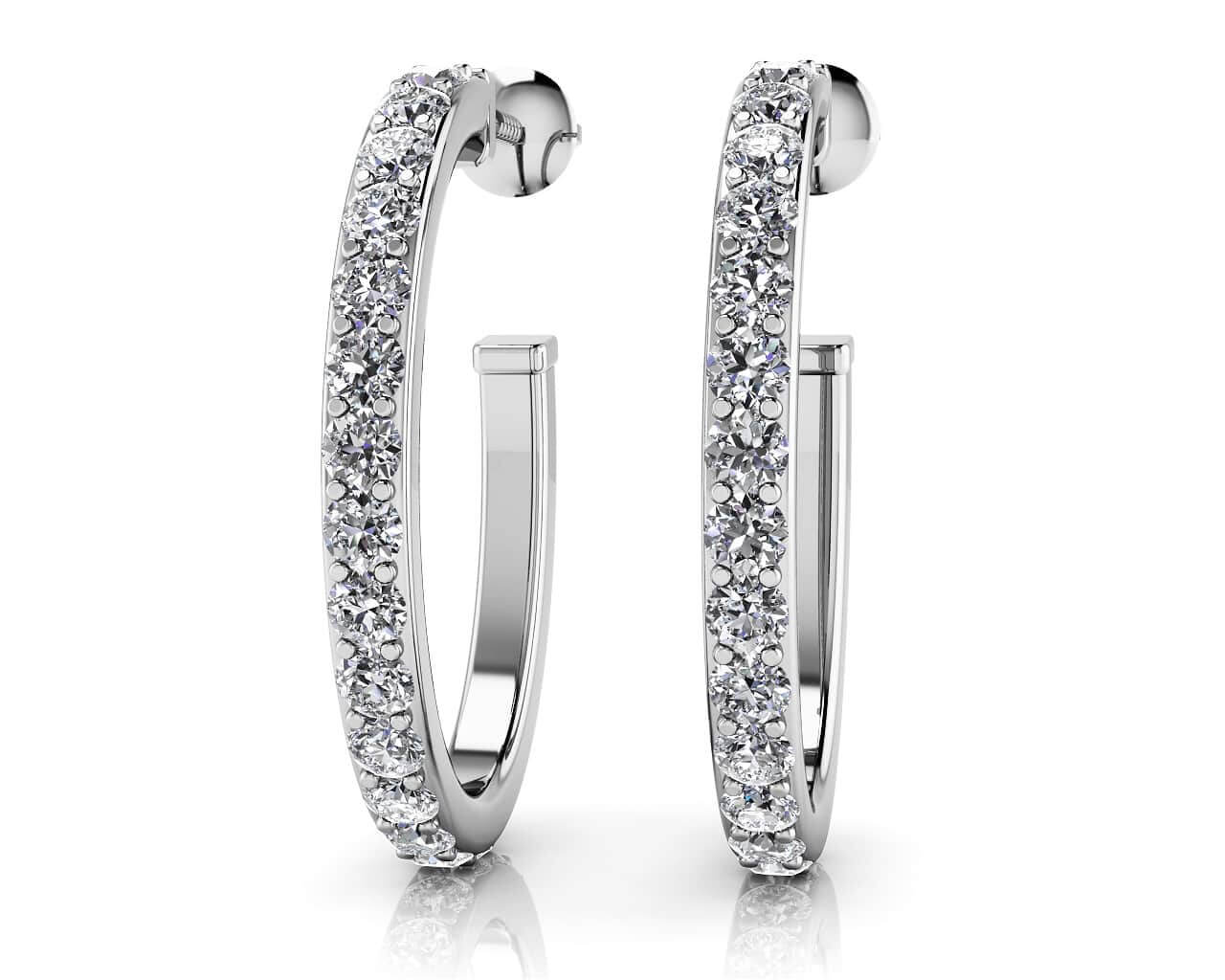 Diamond Oval Diamond Hoop Earrings with 1.50 ct.(finished) 1.9mm