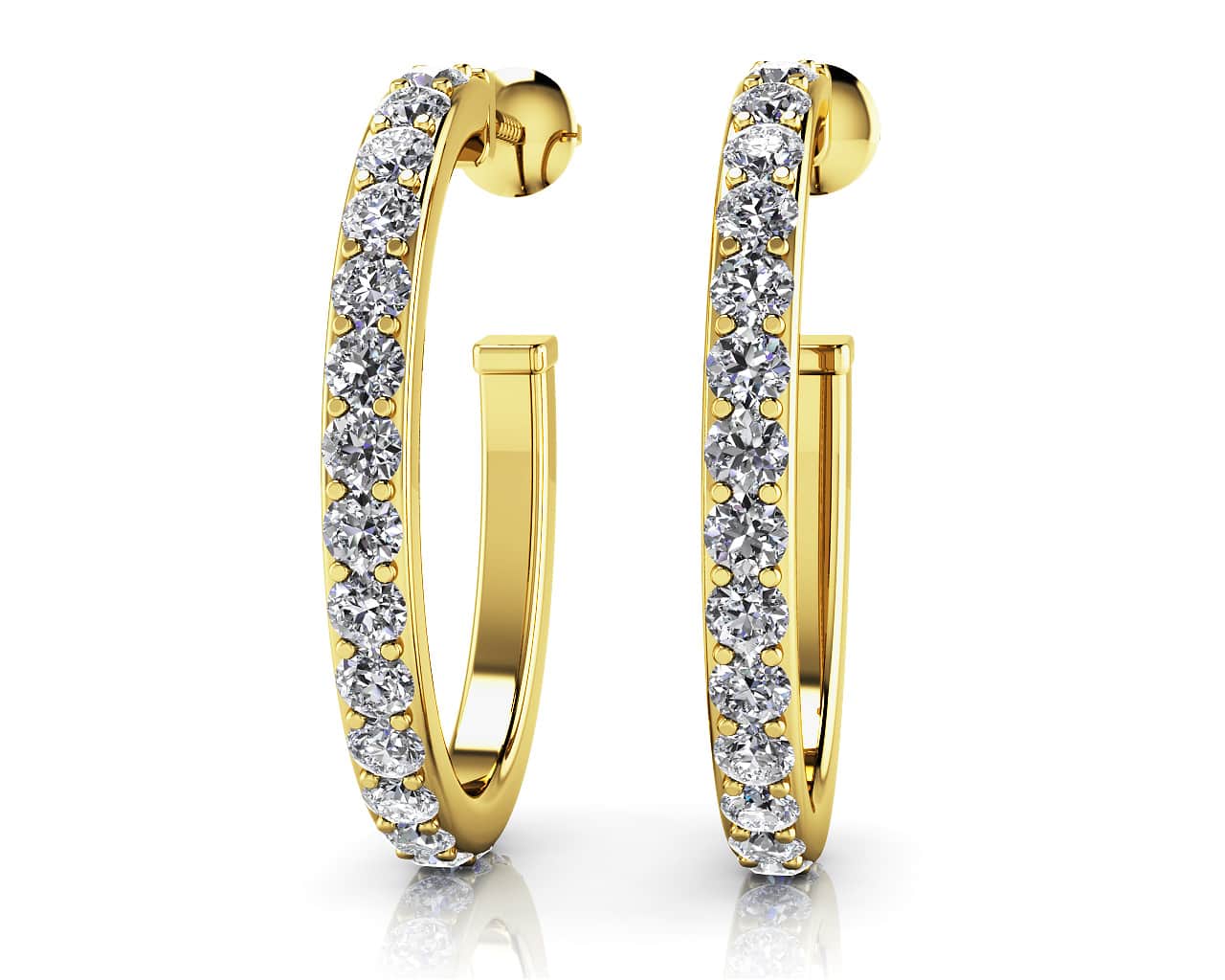 Diamond Oval Diamond Hoop Earrings with 1.92 ct.(finished) 2.1mm - Image 2