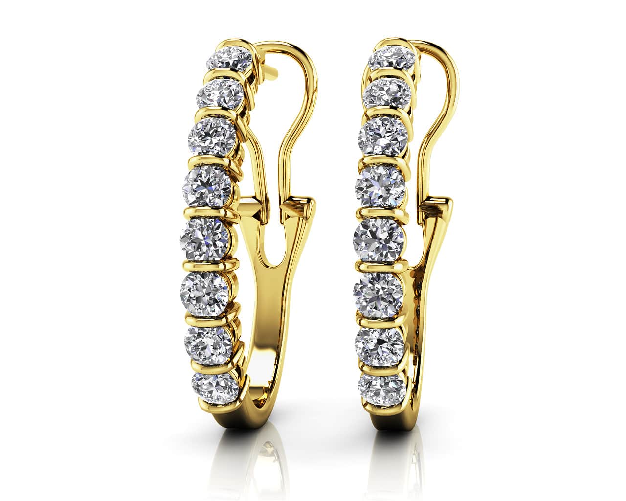 Diamond Oval Shape Hoop Lab-Grown Diamond Earrings with 1.44 ct.(finished) 2.8mm - Image 2