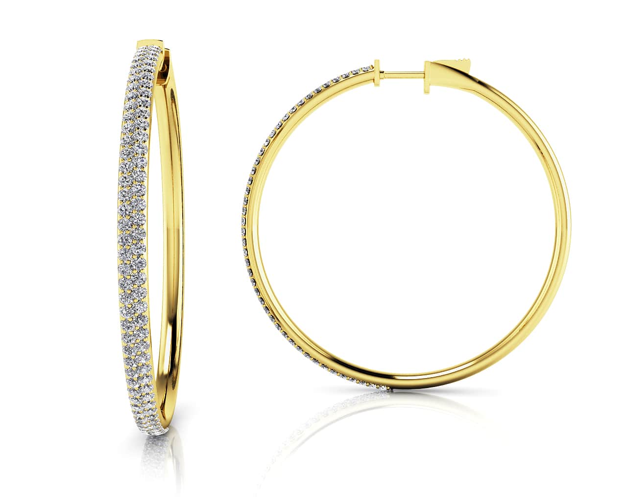 Diamond Pave Hoop Earrings Extra Large Diamond with 1.17 ct.(finished) 1mm - Image 2