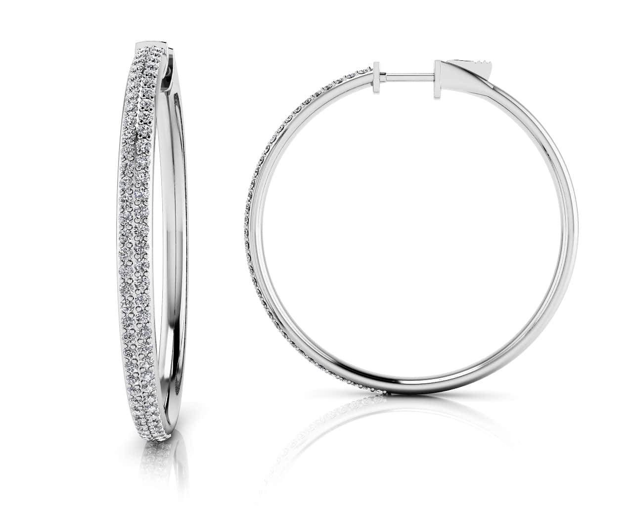 Diamond Pave Hoop Earrings Large Lab-Grown Diamond with 1.87 ct.(finished) 1.4mm
