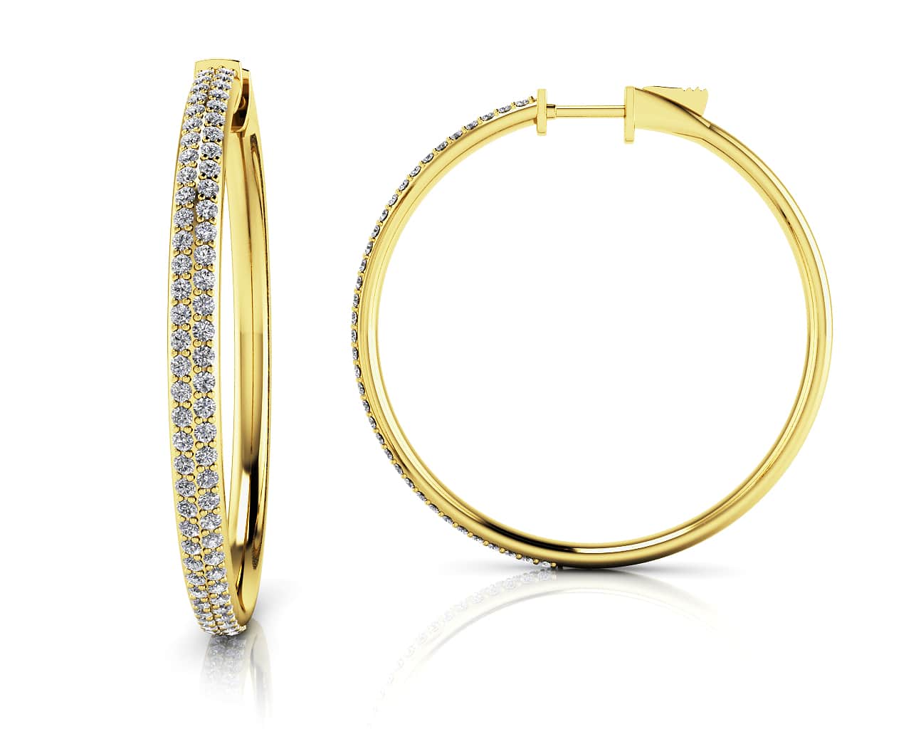 Diamond Pave Hoop Earrings Large Lab-Grown Diamond with 1.87 ct.(finished) 1.4mm - Image 2