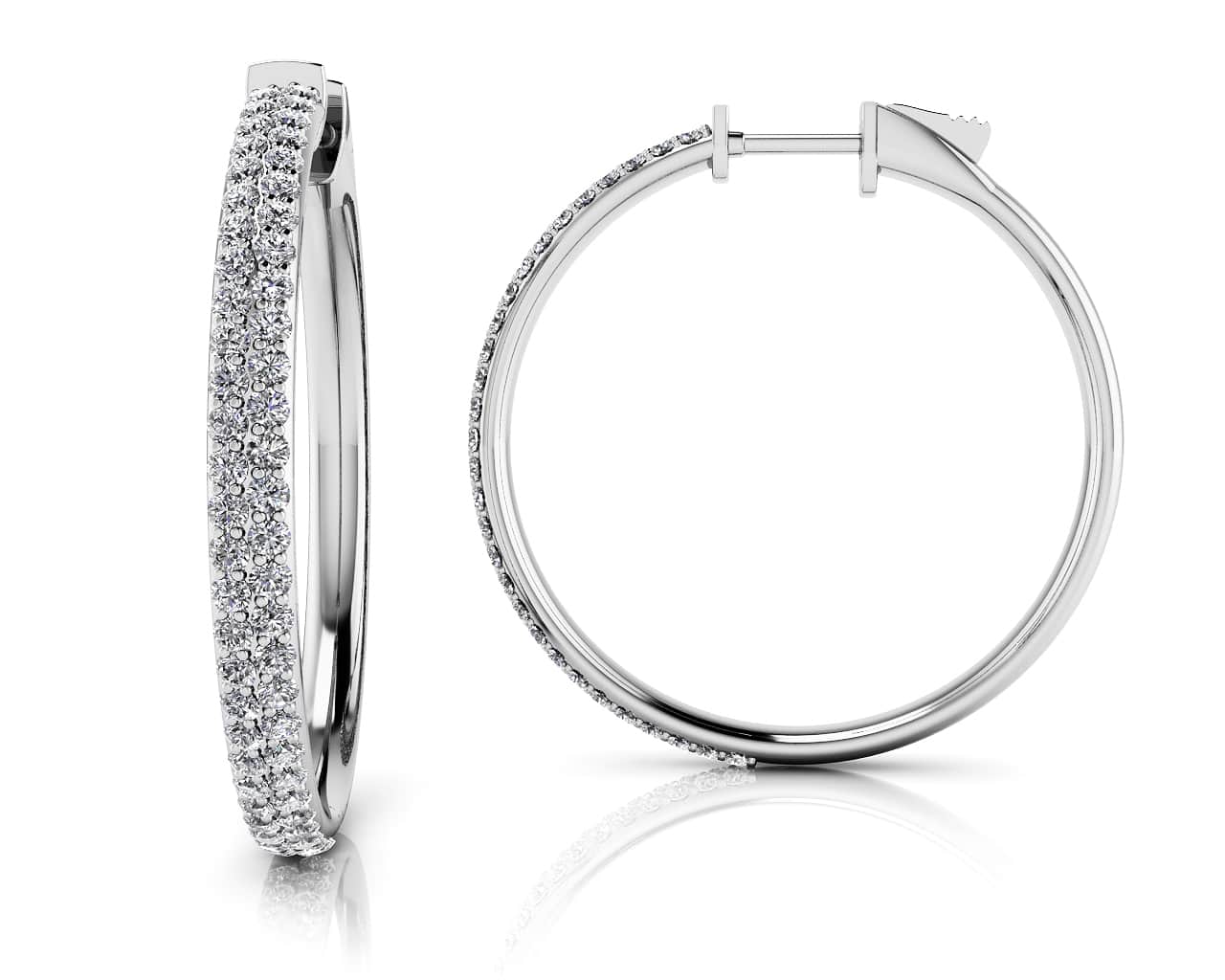 Diamond Pave Hoop Earrings Medium Lab-Grown Diamond with 0.80 ct.(finished) 1mm