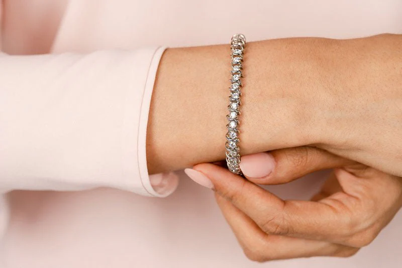 Diamond Swirl Link Diamond Tennis Bracelet with 10.08 ct.(finished) 4.8mm - Image 3