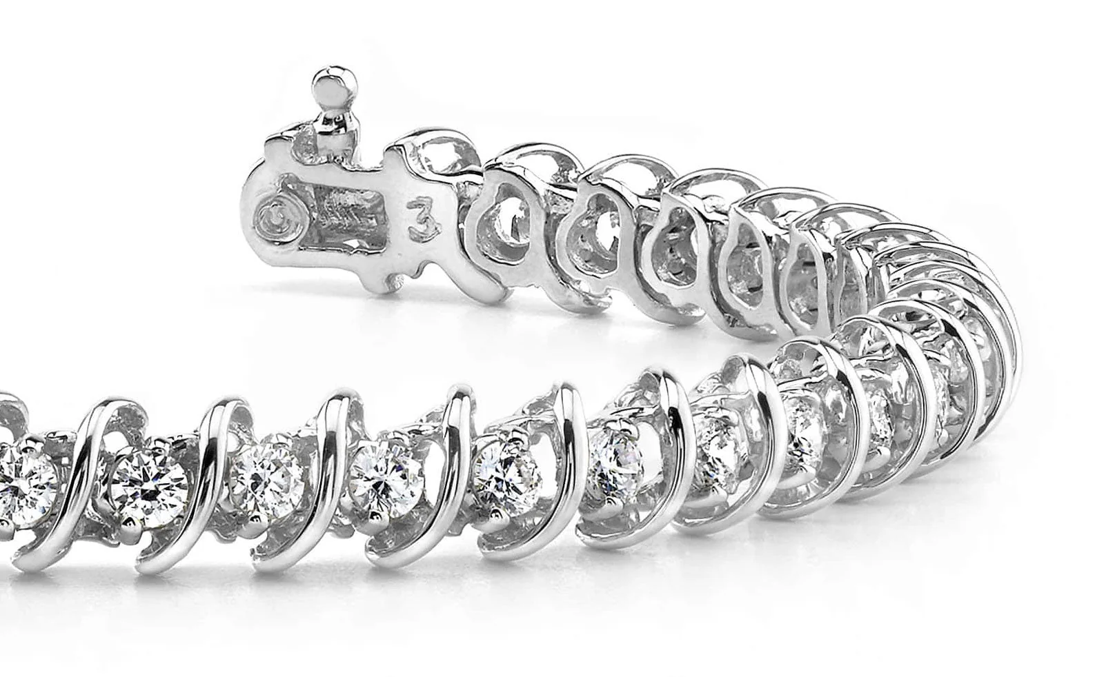 Diamond Swirl Link Diamond Tennis Bracelet with 2.94 ct.(finished) 2.7mm