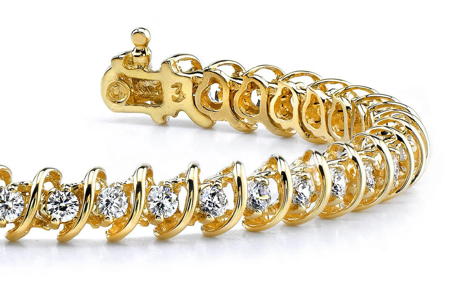 Diamond Swirl Link Diamond Tennis Bracelet with 3.49 ct.(finished) 2.8mm - Image 2
