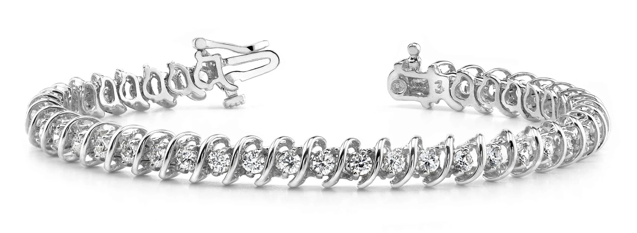 Diamond Swirl Link Diamond Tennis Bracelet with 4.00 ct.(finished) 3mm - Image 4