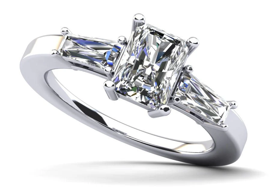 Divine Emerald Cut Lab-Grown Diamond Engagement Ring with 1.22 ct. (0.70 ct. center diamond)