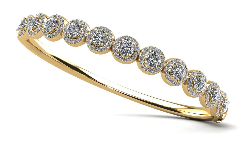 Divinely Dazzling Halo Bangle Diamond Bracelet with 4.31 ct.(finished) 1.1mm, 4.2mm - Image 2
