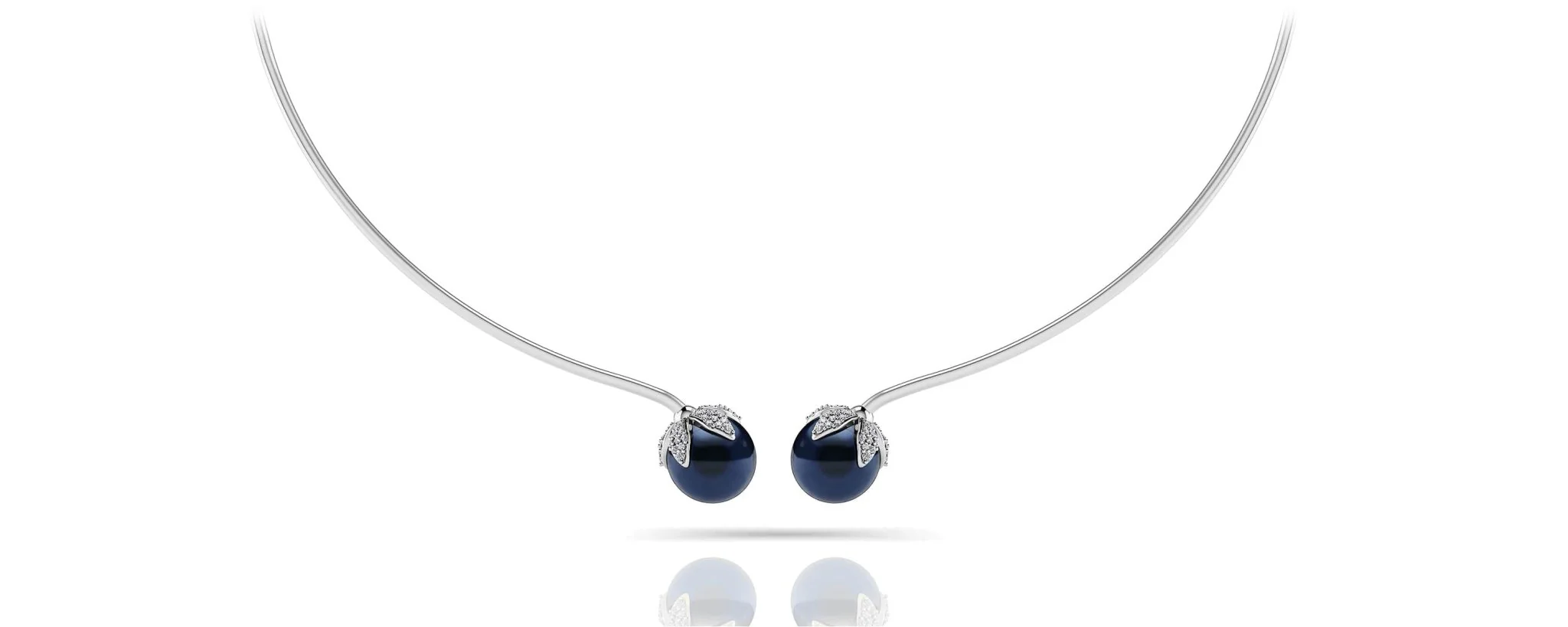 Double Black Pearl Flexible Lab-Grown Diamond Necklace with 0.51 ct.(finished) 1mm, 1.2mm