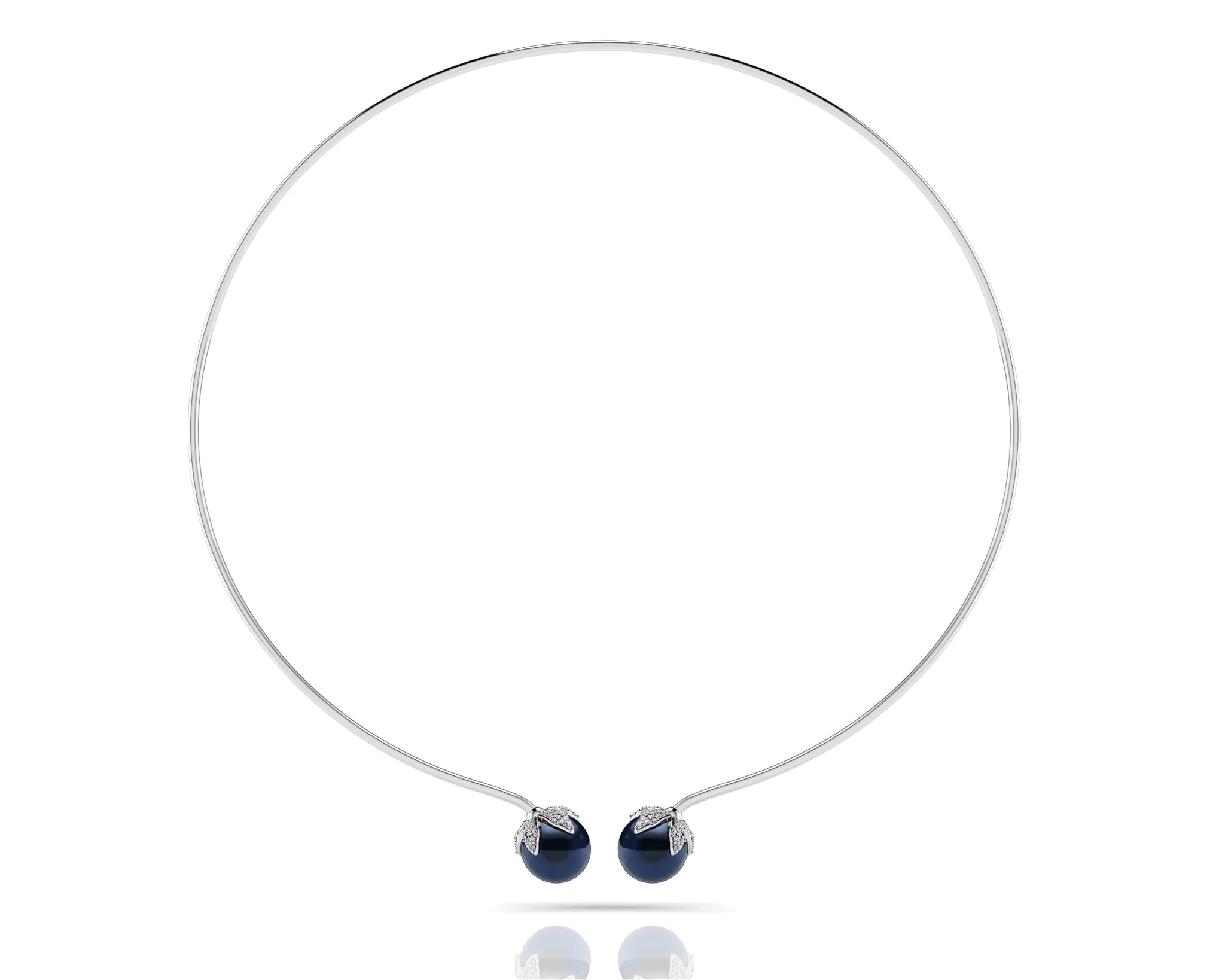 Double Black Pearl Flexible Lab-Grown Diamond Necklace with 0.51 ct.(finished) 1mm, 1.2mm - Image 3