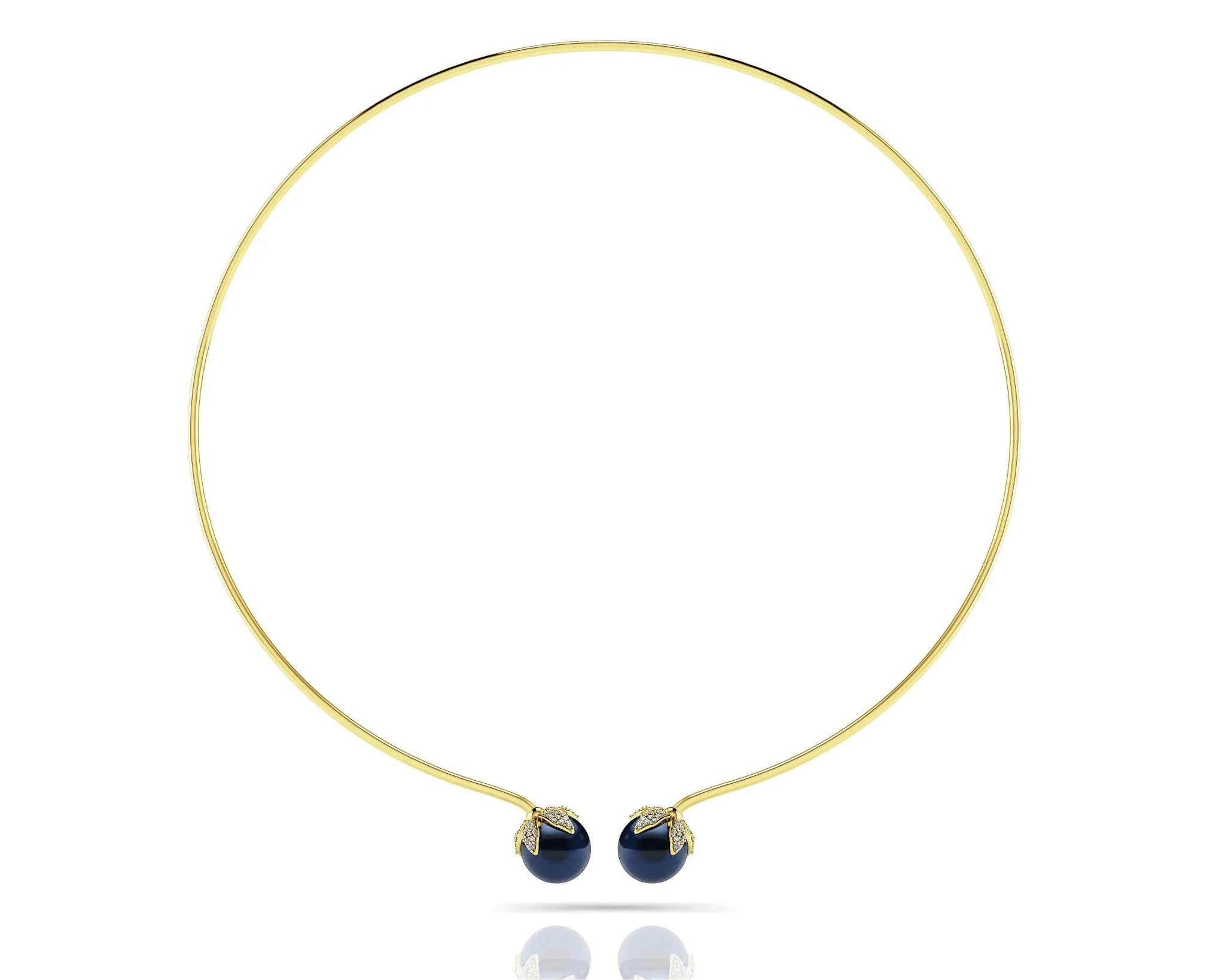 Double Black Pearl Flexible Lab-Grown Diamond Necklace with 0.51 ct.(finished) 1mm, 1.2mm - Image 4