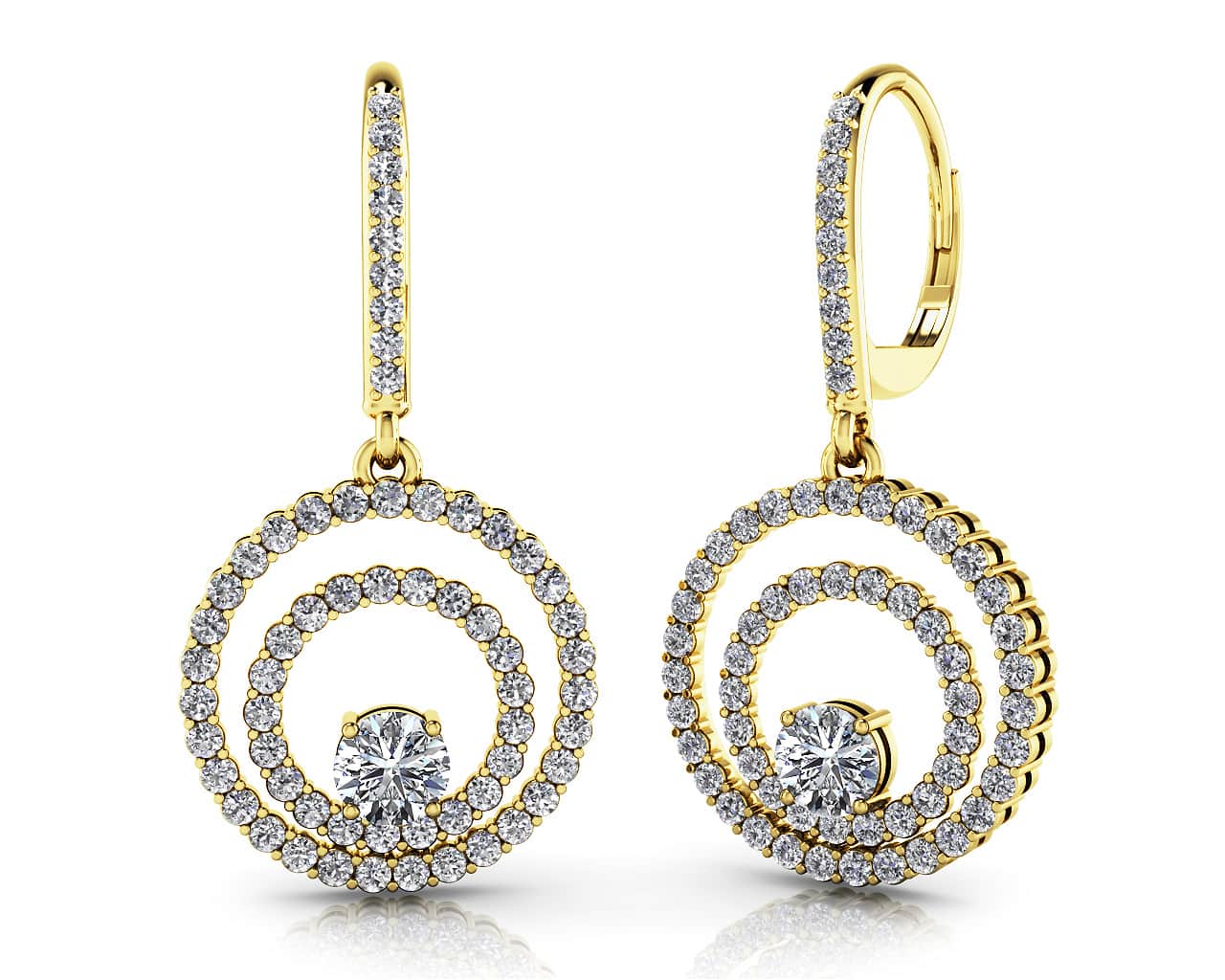 Double Circle Diamond Earrings with 0.94 ct.(finished) 1.1mm, 2.8mm - Image 2