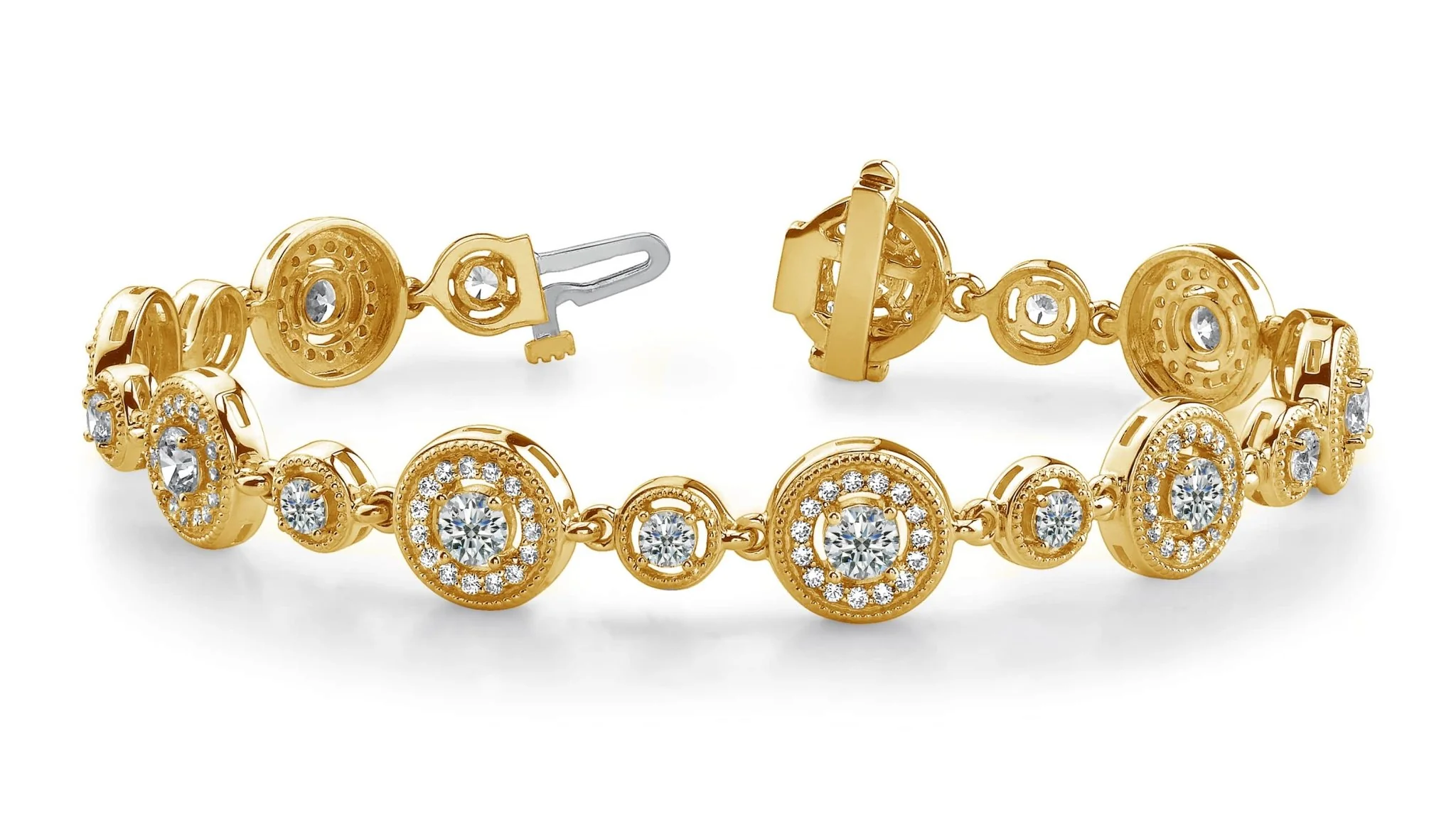 Double Diamond Circle Link Diamond Bracelet with 4.41 ct.(finished) 1.2mm, 3.1mm, 4mm - Image 4