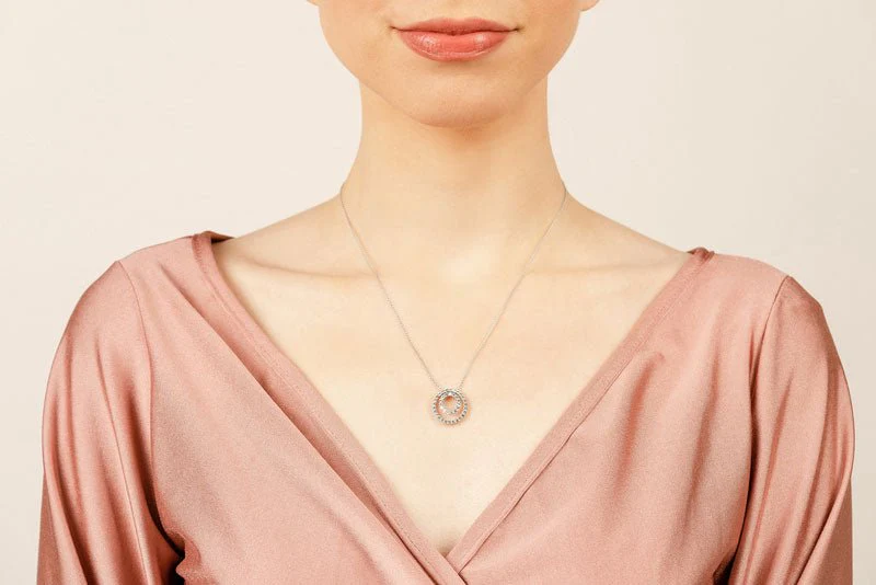 Double Diamond Circle Lab-Grown Diamond Pendant with 1.03 ct.(finished) 1.8mm - Image 4