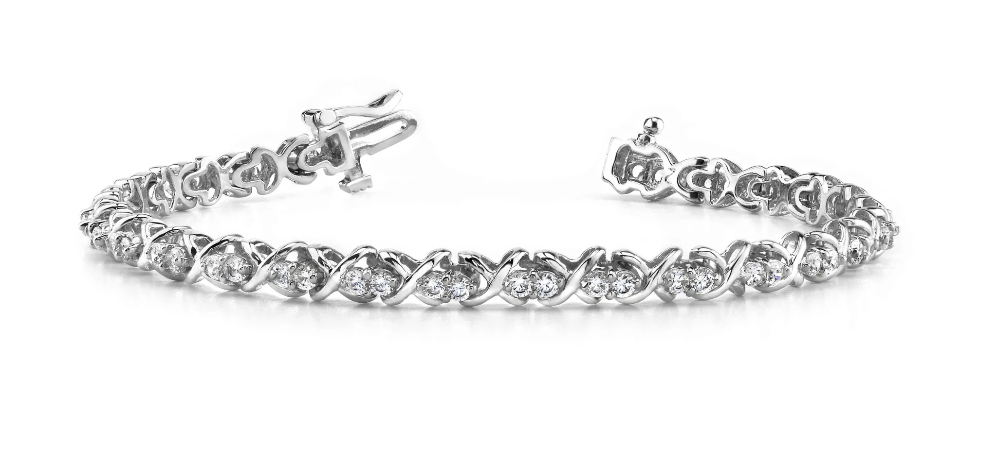 Double Diamond X Link Lab-Grown Diamond Bracelet with 1.23 ct.(finished) 1.8mm - Image 4