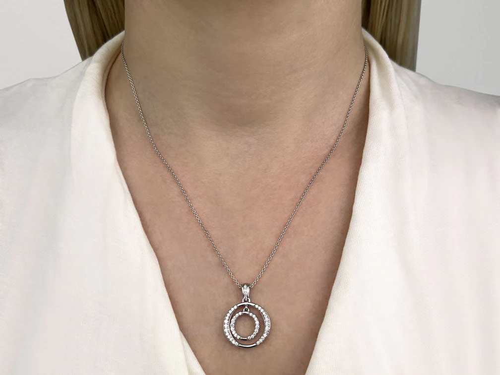 Double Drop Circle Lab-Grown Diamond Pendant with 0.41 ct.(finished) 1.1mm, 1.2mm, 1.4mm - Image 3