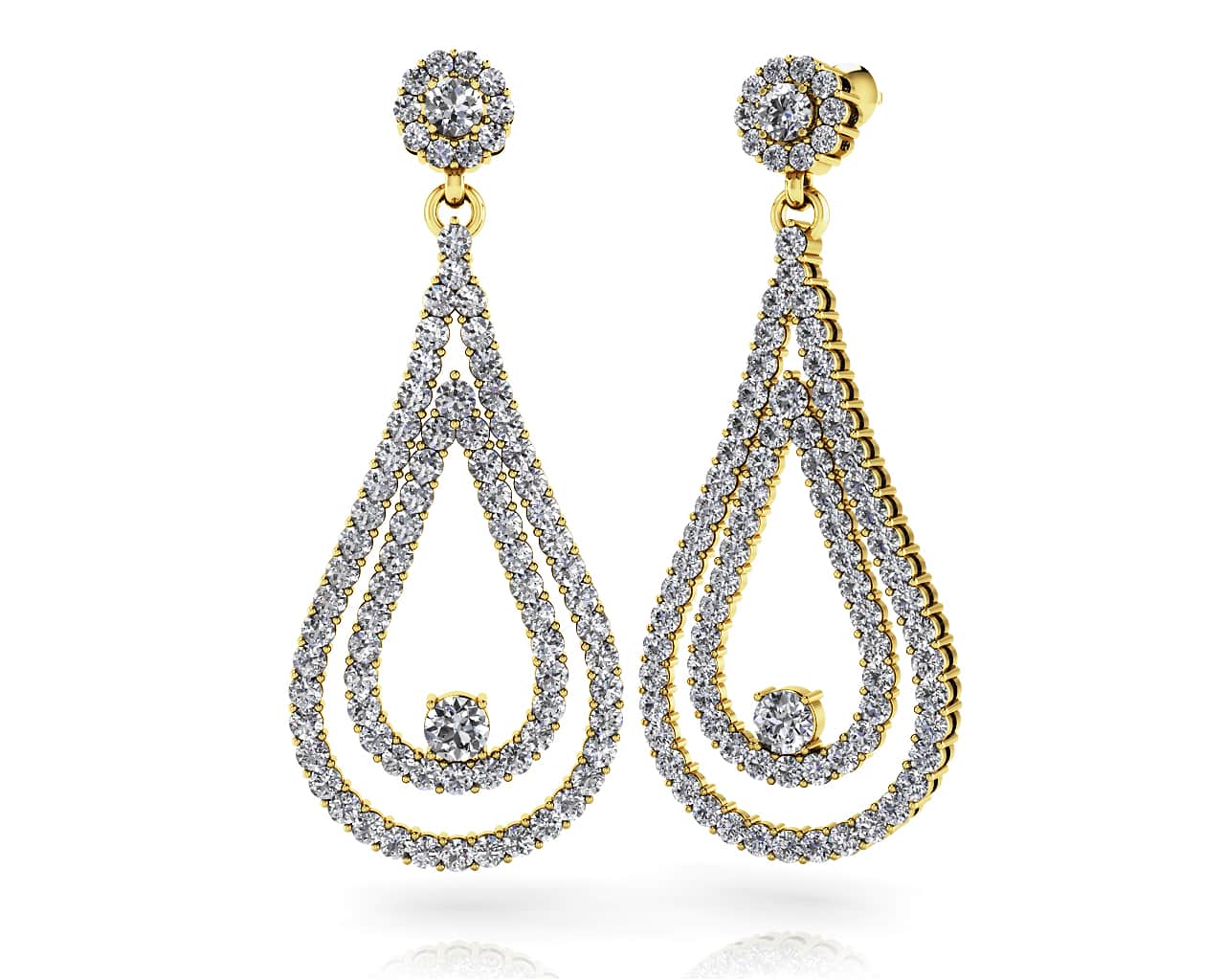 Double Drop Diamond Swing Diamond Earrings with 2.91 ct.(finished) 1.5mm, 3.1mm - Image 2