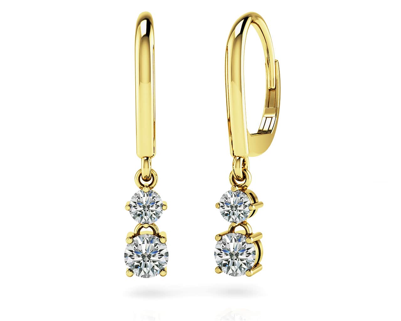 Double Drop Shiny Back Diamond Earrings with 0.48 ct.(finished) 2.7mm, 3.5mm - Image 2