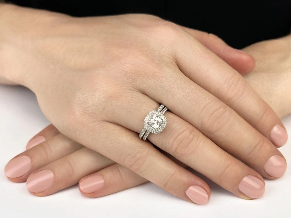 Double Halo Cushion Cut Diamond Engagement Ring with 1.84 ct. (1.25 ct. center diamond) - Image 3