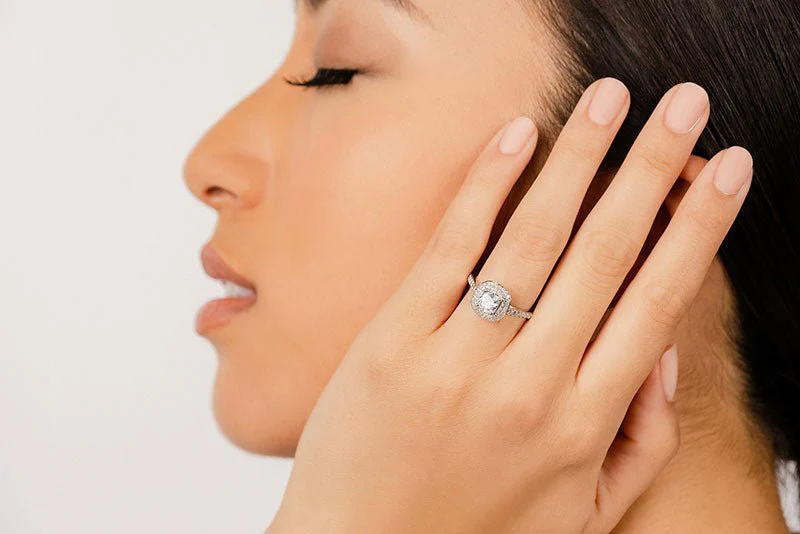 Double Halo Cushion Cut Diamond Engagement Ring with 1.84 ct. (1.25 ct. center diamond) - Image 5