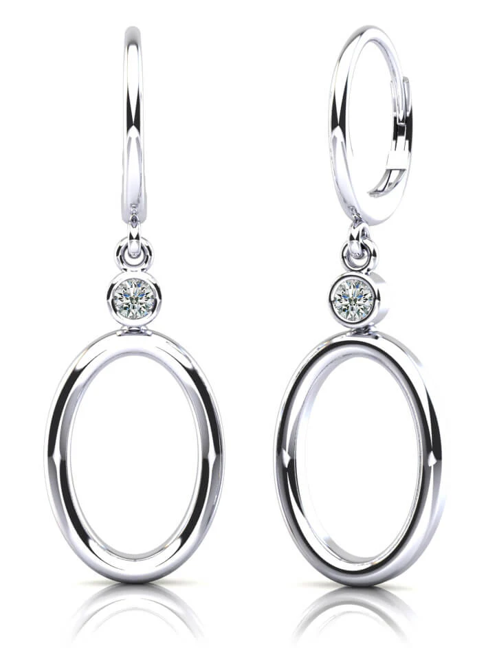 Double Oval Drop Diamond Hoop Earrings Lab-Grown Diamond with 0.50 ct.(finished) 4mm