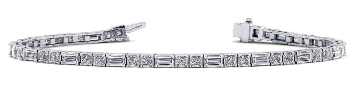 Double Princess and Baguette Lab-Grown Diamond Bracelet with 5.25 ct.(finished) 4x2mm, 2.5mm