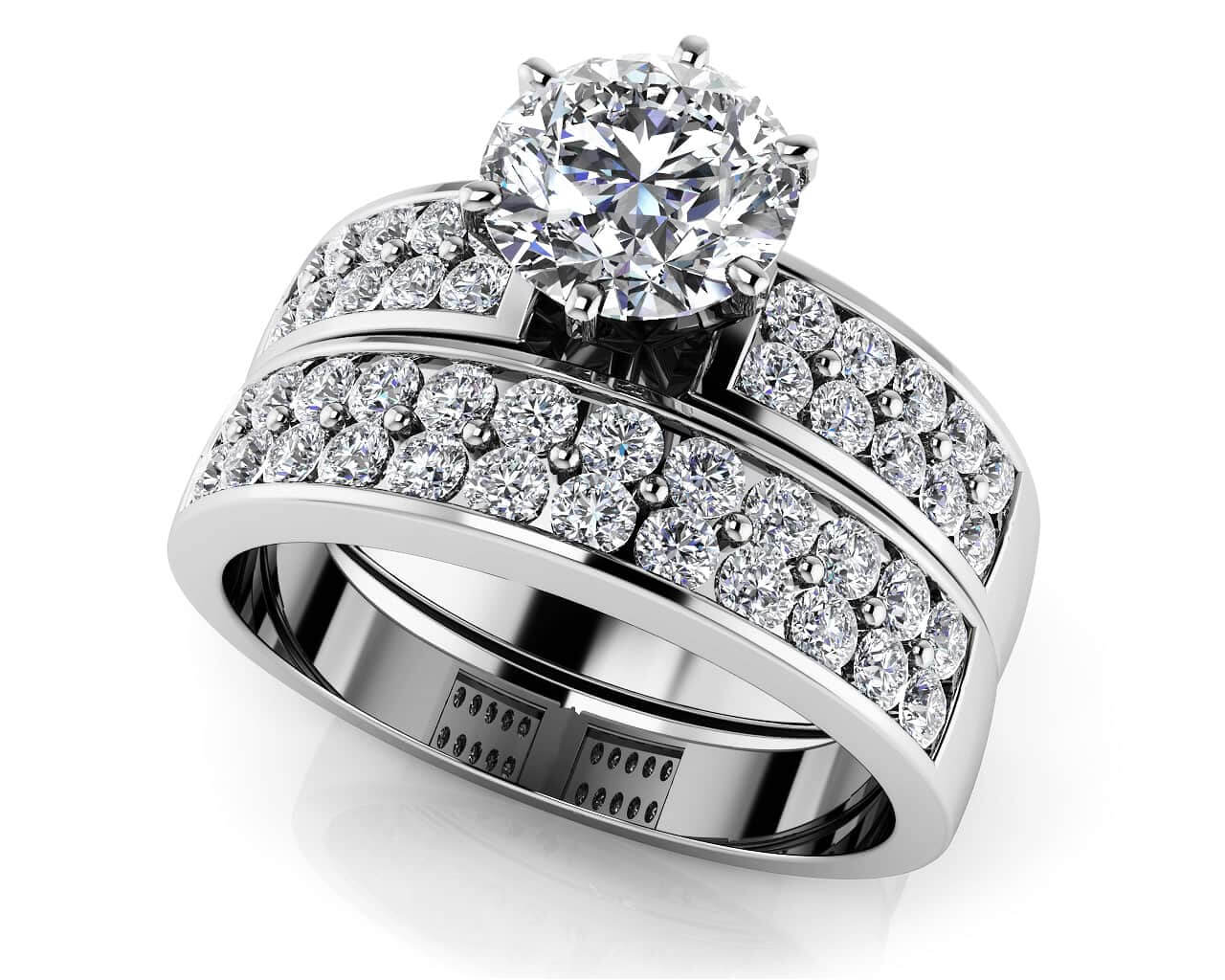 Double Row Channel Lab-Grown Diamond Bridal Set with 1.84 ct. (1.00 ct. center diamond)