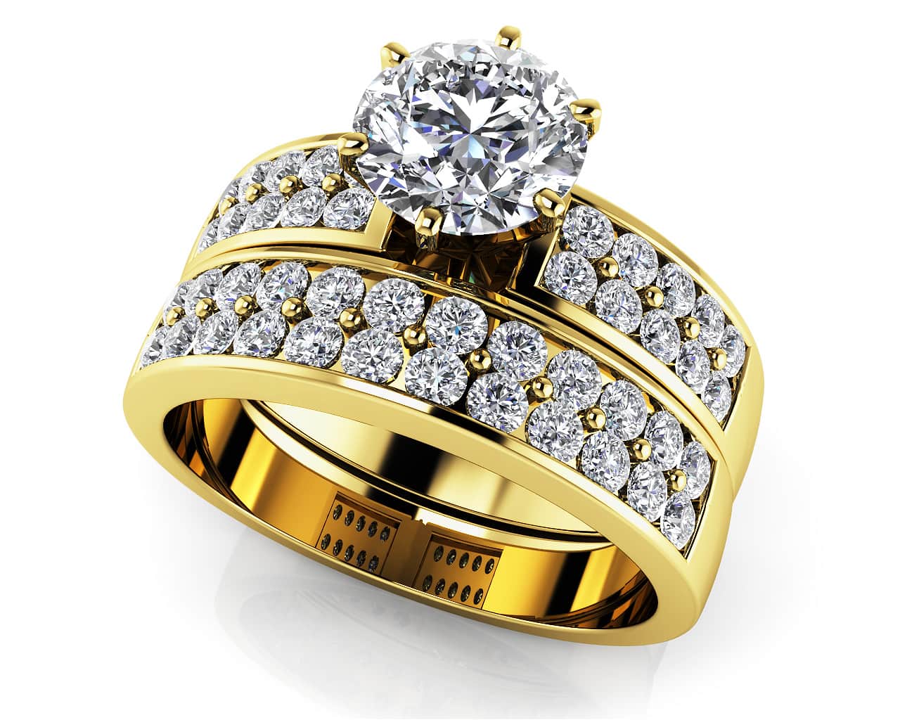 Double Row Channel Lab-Grown Diamond Bridal Set with 2.34 ct. (1.50 ct. center diamond) - Image 2
