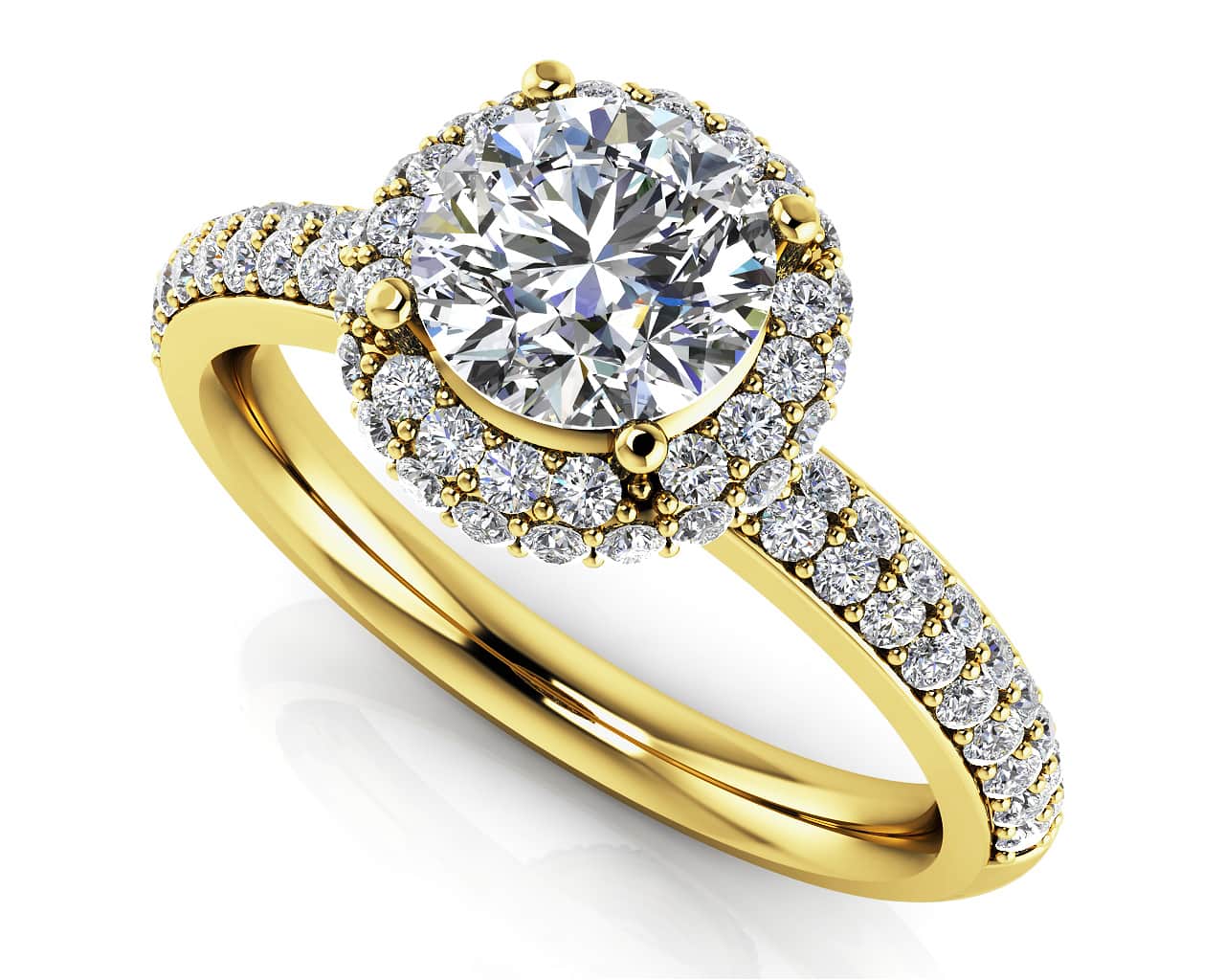 Double Row Diamond Halo Diamond Engagement Ring with 2.68 ct. (2.00 ct. center diamond) - Image 2
