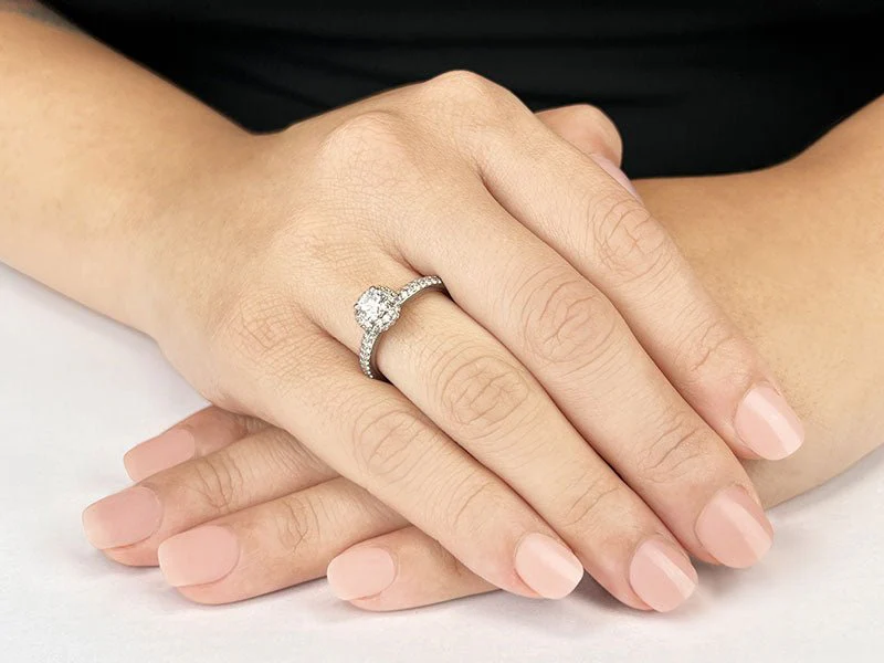 Double Row Diamond Halo Lab-Grown Diamond Engagement Ring with 1.36 ct. (0.75 ct. center diamond) - Image 3