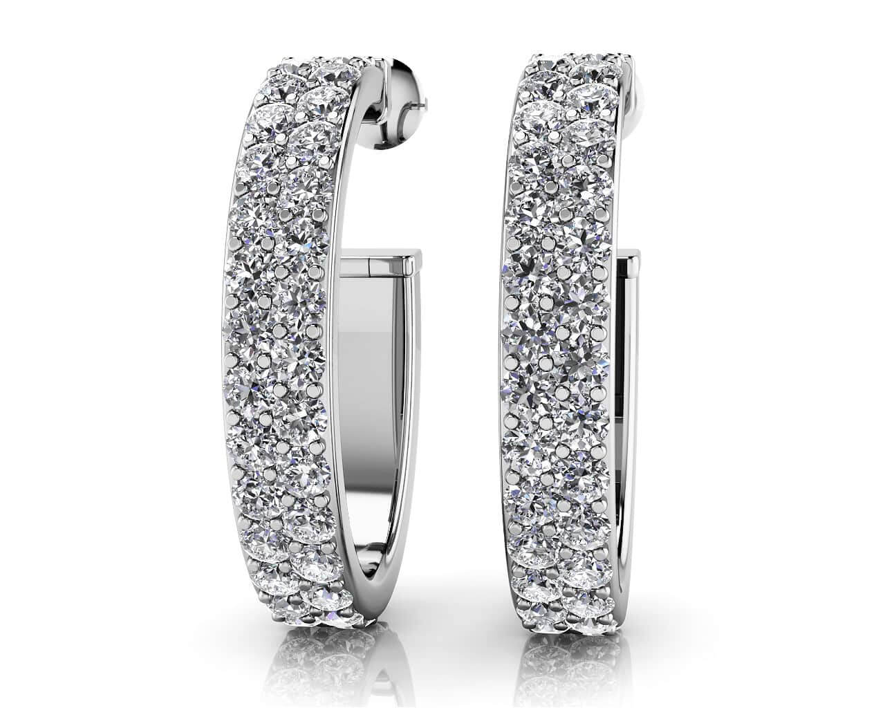 Double Row Diamond Oval Hoop Lab-Grown Diamond Earrings with 2.50 ct.(finished) 1.8mm