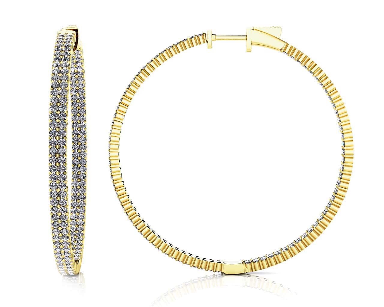 Double Row Inside Out Diamond Hoop Earrings Extra Lab-Grown Diamond  with 5.98 ct.(finished) 1.7mm - Image 2