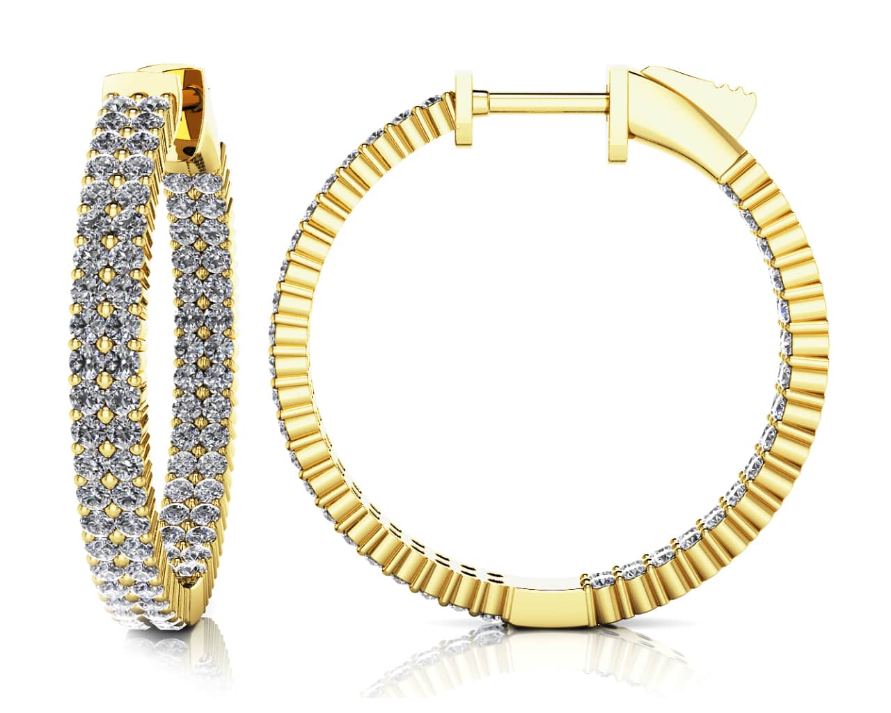 Double Row Inside Out Diamond Hoop Earrings Small Lab-Grown Diamond with 1.92 ct.(finished) 1.4mm - Image 2