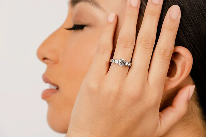 Double Side Stone Lab-Grown Diamond Engagement Ring with 1.34 ct. (0.50 ct. center diamond) - Image 4