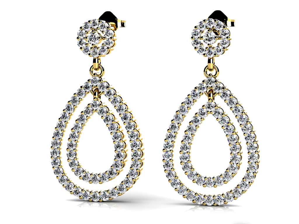 Double Teardrop  Lab-Grown Diamond Earrings with 1.03 ct.(finished) 1.1mm, 1.5mm, 2mm - Image 2