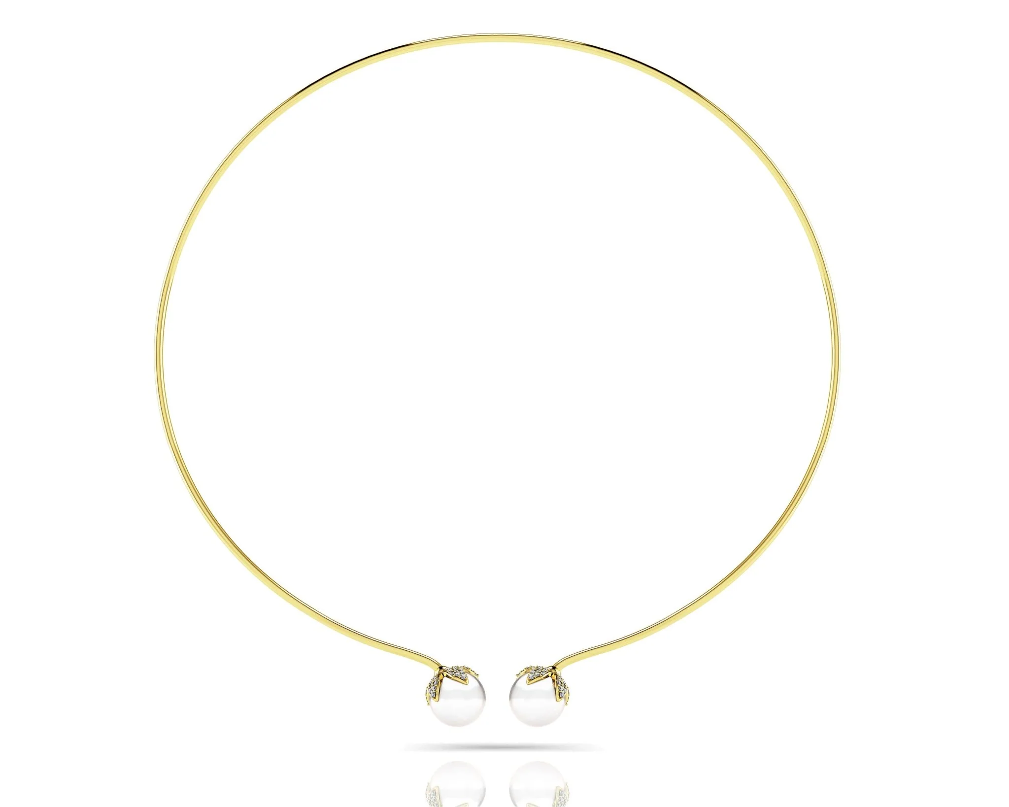 Double White Pearl Flexible Diamond Necklace with 0.51 ct.(finished) 1mm, 1.2mm - Image 4