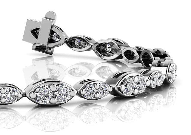 Dual Marquise Link Lab-Grown Diamond Bracelet with 3.46 ct.(finished) 2.3mm, 2.9mm