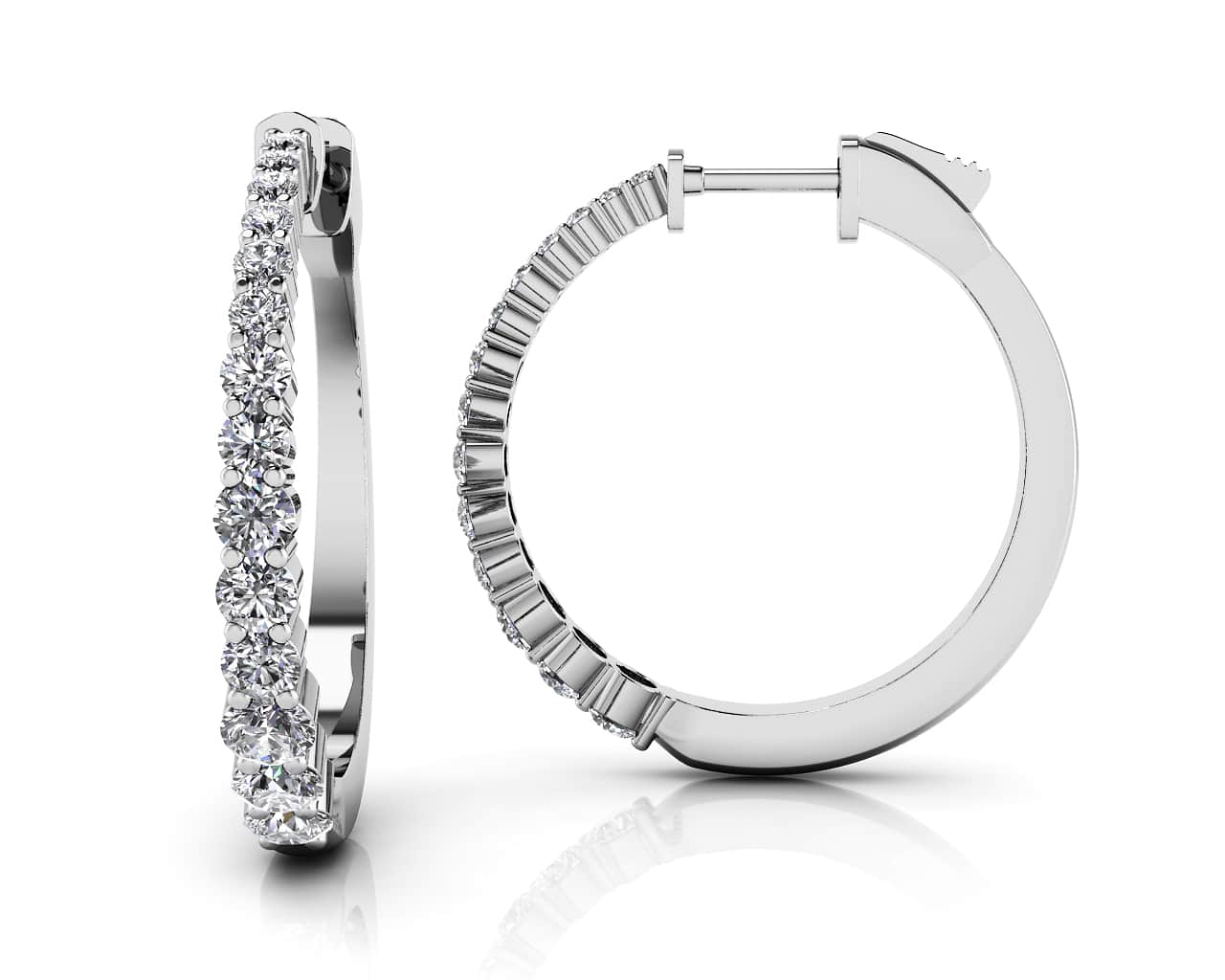 Effortless Tapered Lab-Grown Diamond Hoop Earrings with 1.27 ct.(finished)