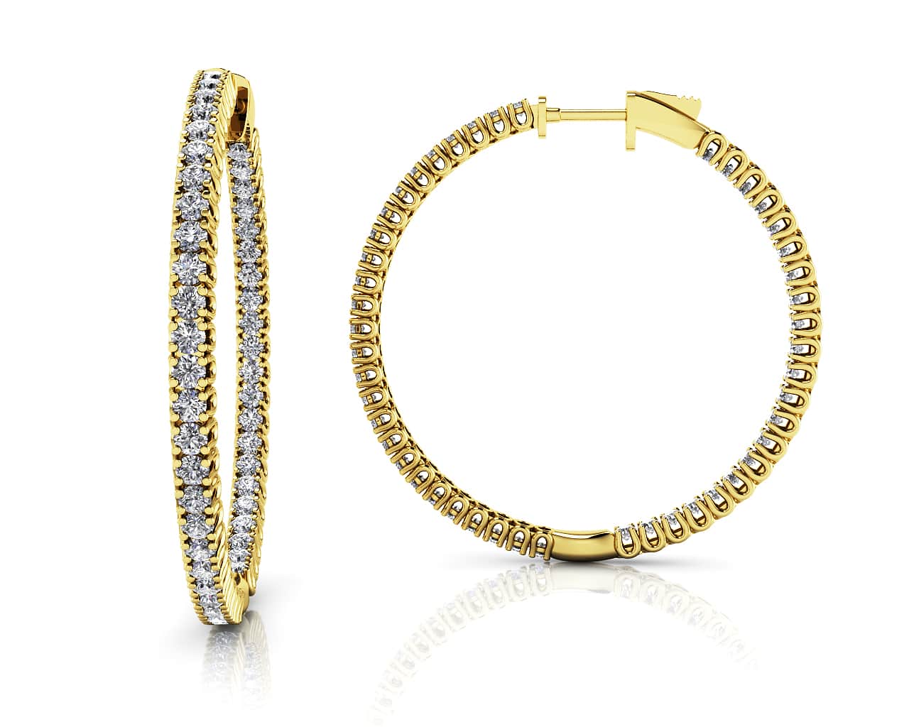 Elegant Curved Prong Diamond Hoop Earrings Large Lab-Grown Diamond with 1.80 ct.(finished) 1.5mm - Image 2