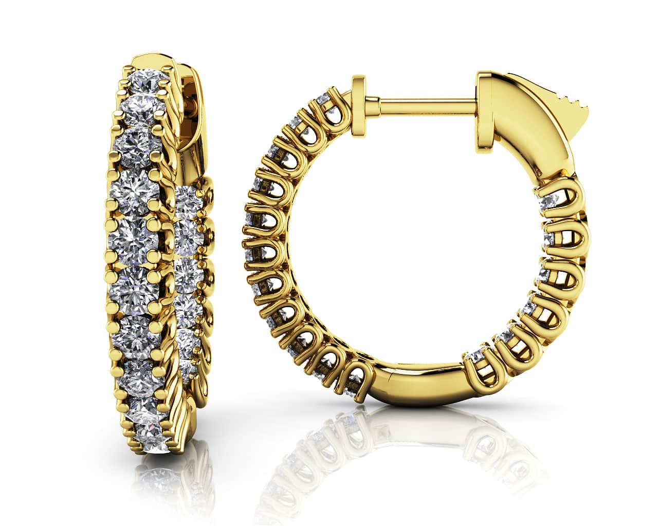 Elegant Curved Prong Hoop Earrings Extra Small Diamond  with 1.50 ct.(finished) 2.3mm - Image 2