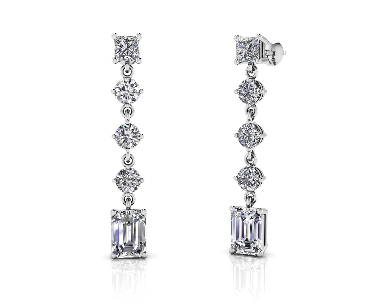 Elegant Multi Shape Lab-Grown Diamond Earrings with 3.80 ct.(finished) 7x5mm, 3.5mm, 3.8mm