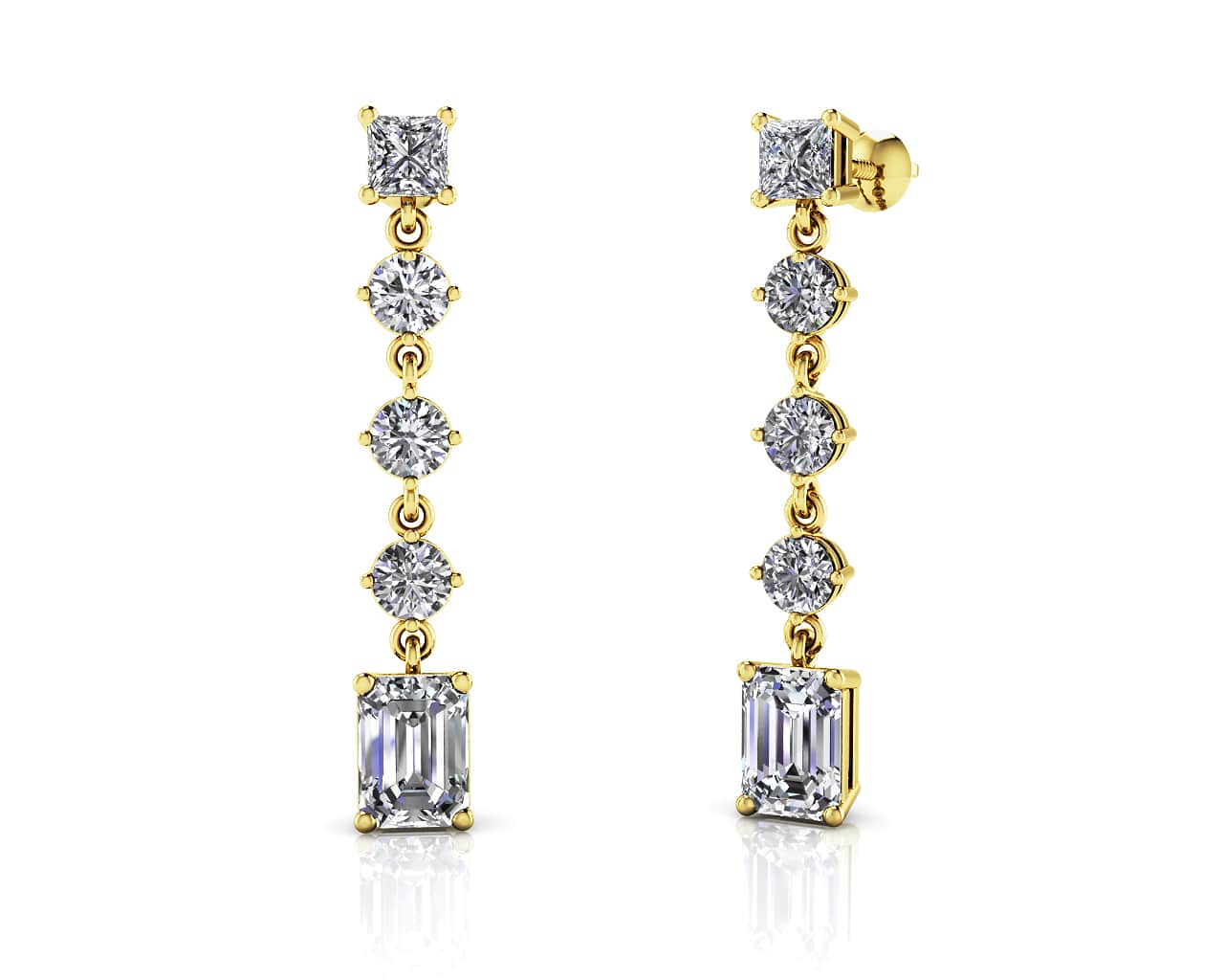 Elegant Multi Shape Lab-Grown Diamond Earrings with 3.80 ct.(finished) 7x5mm, 3.5mm, 3.8mm - Image 2