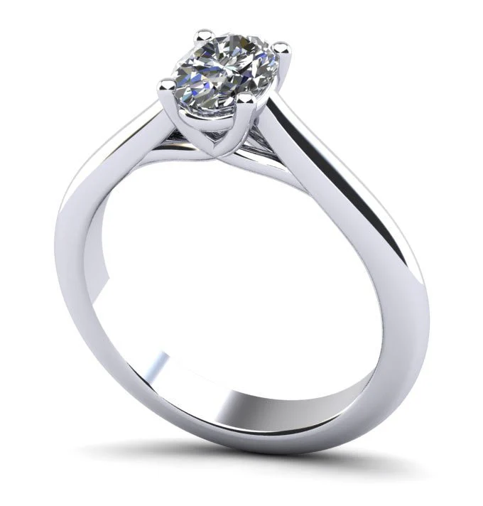 Elegant Oval Lab-Grown Diamond Solitaire Engagement Ring with 1.25 ct.(finished) 7.5x5.5mm