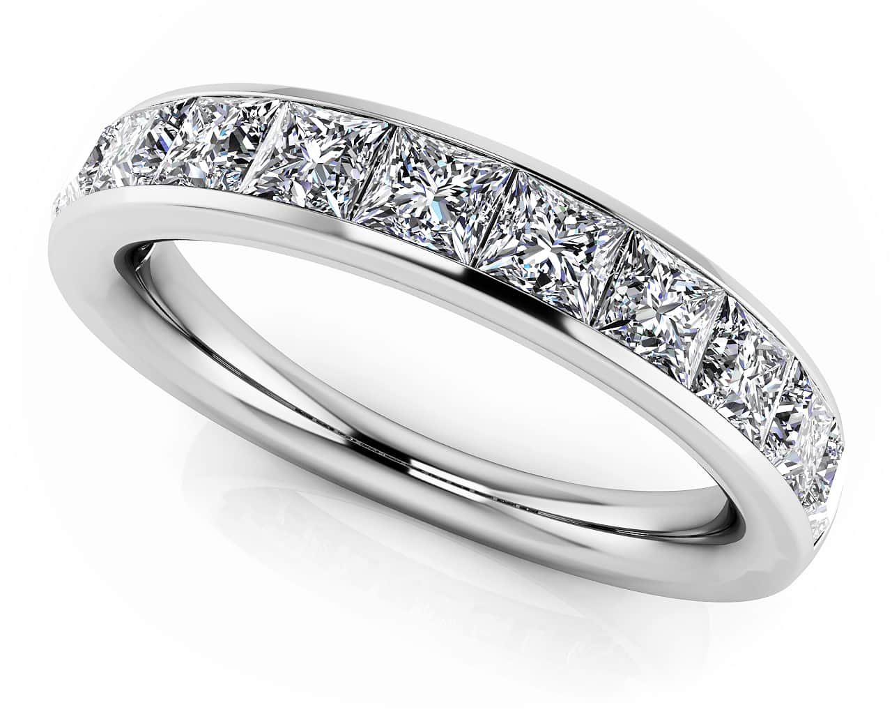 Elegant Princess Cut Anniversary Band Diamond with 1.10 ct.(finished) 2.5mm