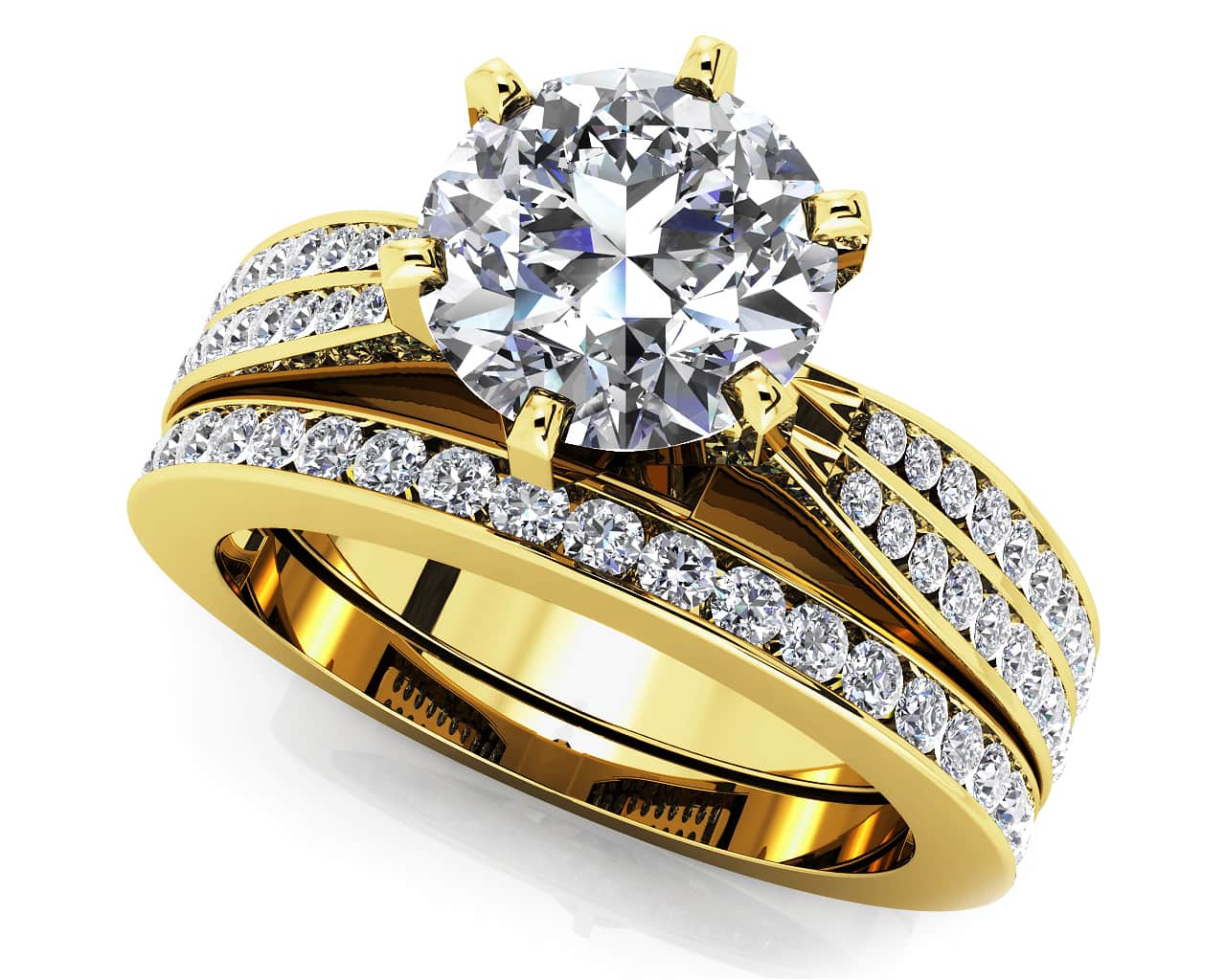 Elegant Six Prong Lab-Grown Diamond Bridal Set with 1.78 ct. (1.00 ct. center diamond) - Image 2