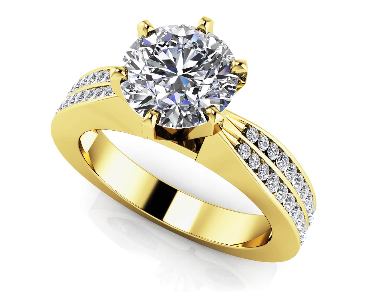 Elegant Six Prong Diamond Engagement Ring with 1.23 ct. (0.75 ct. center diamond) - Image 2